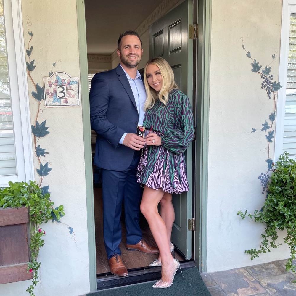 RHODE Green and Pink Animal Print Mini Dress